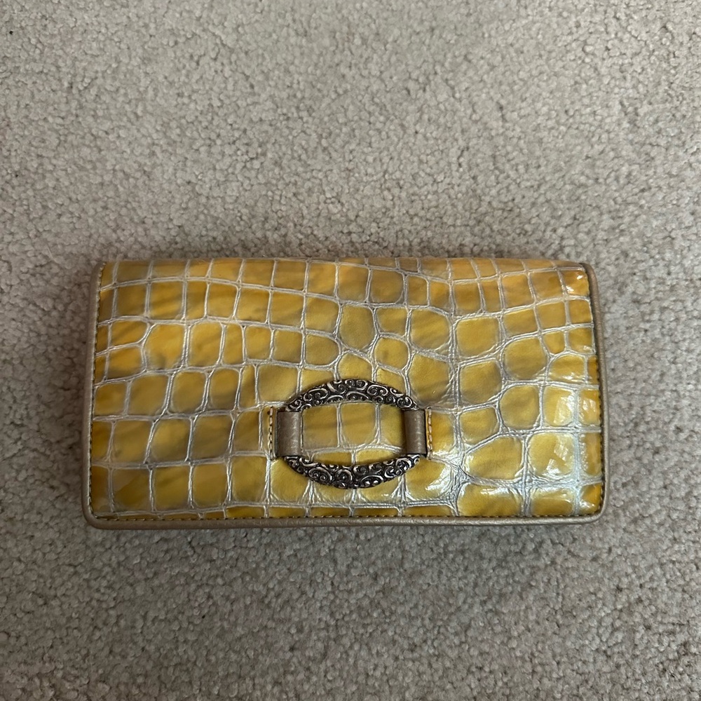 Brighton Yellow Wallet with Geometric Pattern and Glossy Finish